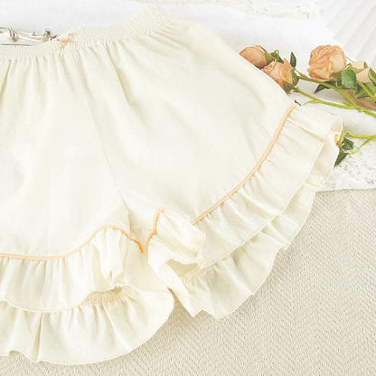 Chic Ruffle Hem Cotton Loungewear Set
