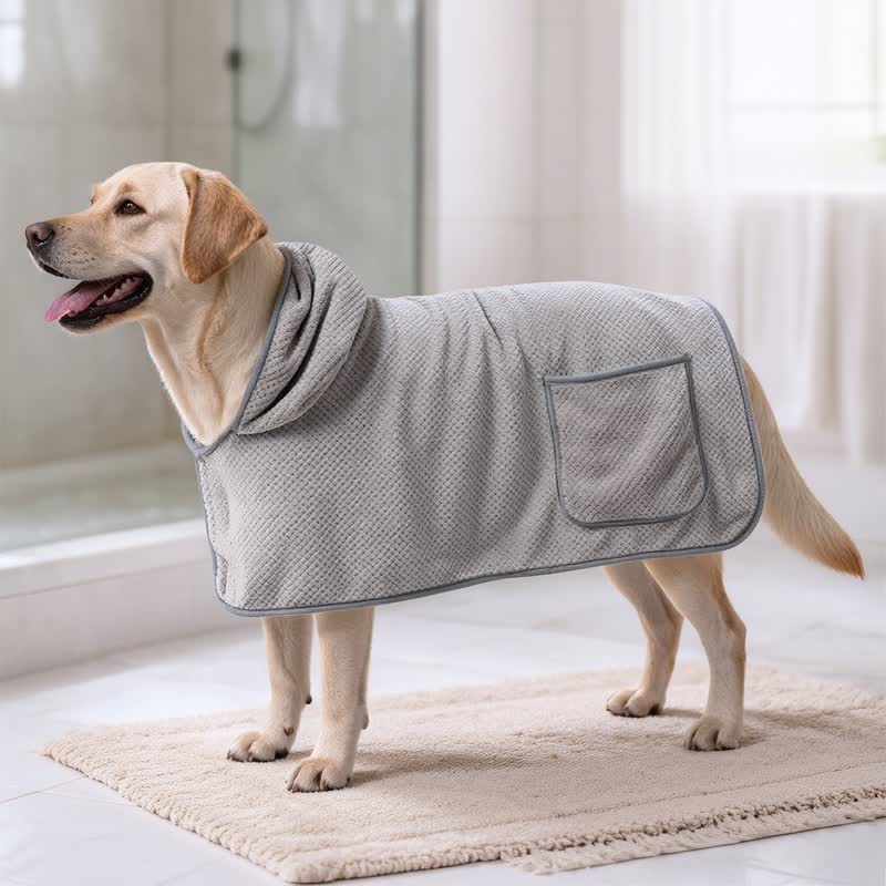 Solid Color Microfiber Dog Bath Robe