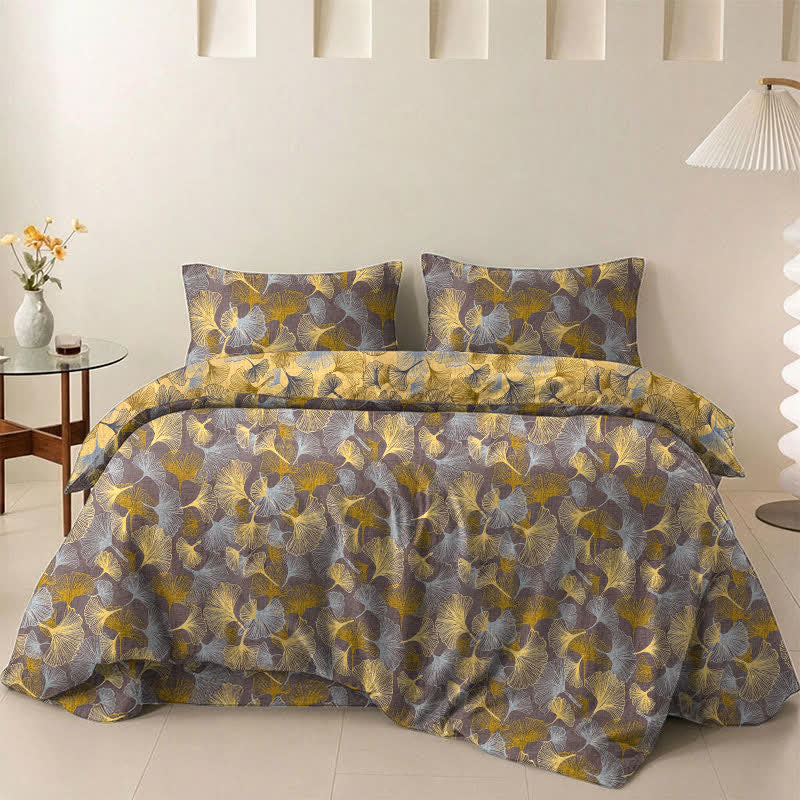 Retro Ginkgo Leaf Cotton Gauze Bedding Set