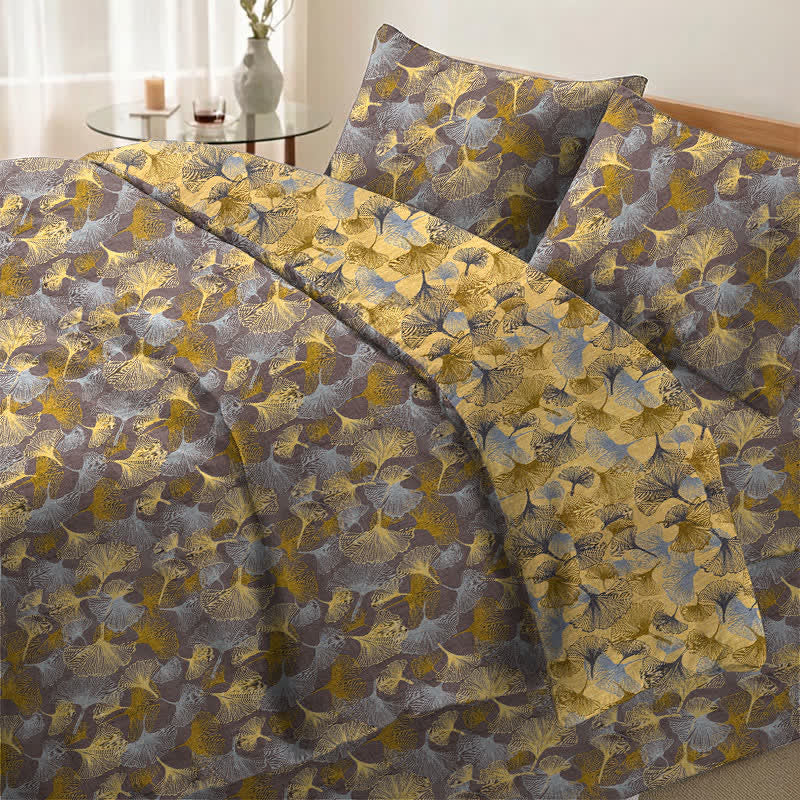 Retro Ginkgo Leaf Cotton Gauze Bedding Set