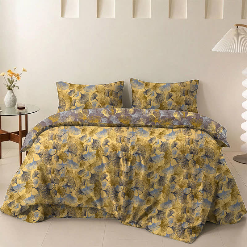 Retro Ginkgo Leaf Cotton Gauze Bedding Set