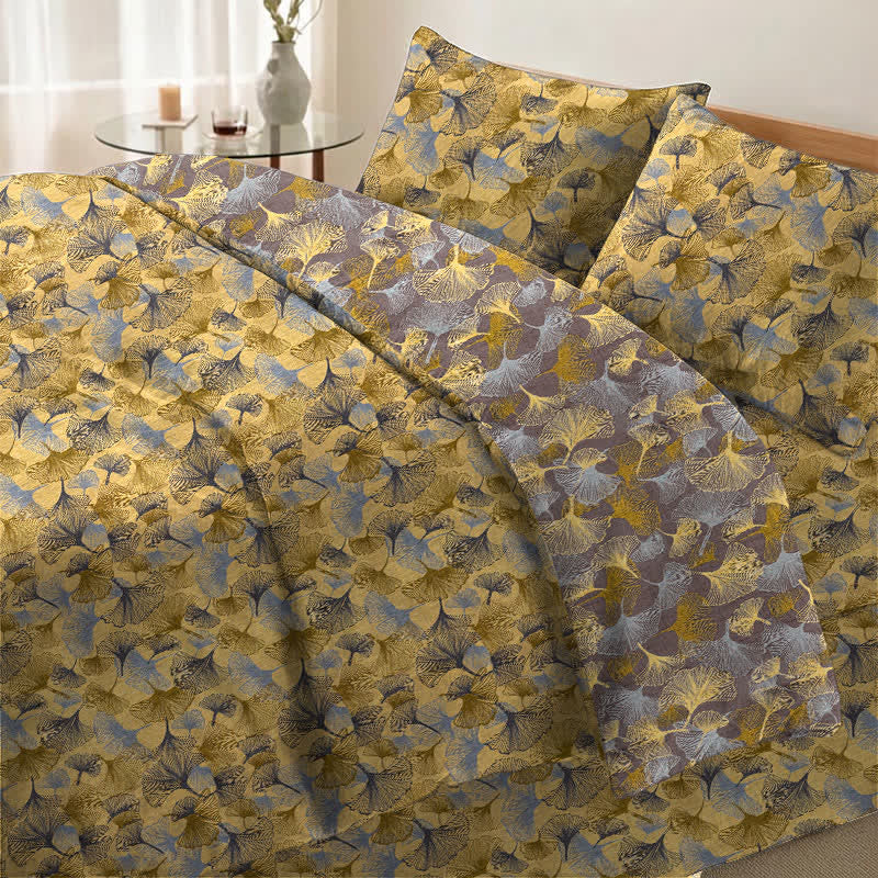 Retro Ginkgo Leaf Cotton Gauze Bedding Set