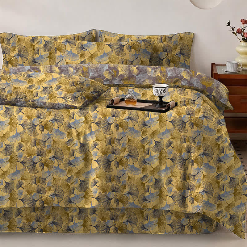 Retro Ginkgo Leaf Cotton Gauze Bedding Set