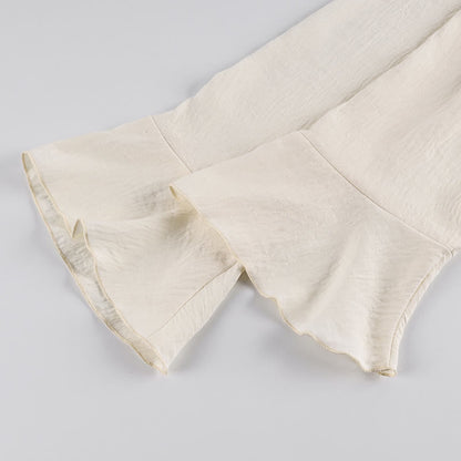 Romantic Ruffle Tie‑Front Loungewear Set