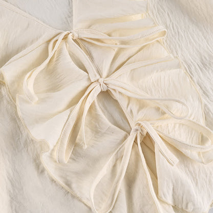 Romantic Ruffle Tie‑Front Loungewear Set