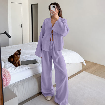 Soft Crinkle Textured Cotton Loungewear Set