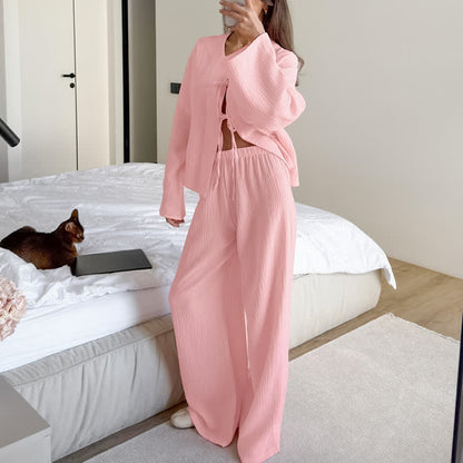 Soft Crinkle Textured Cotton Loungewear Set