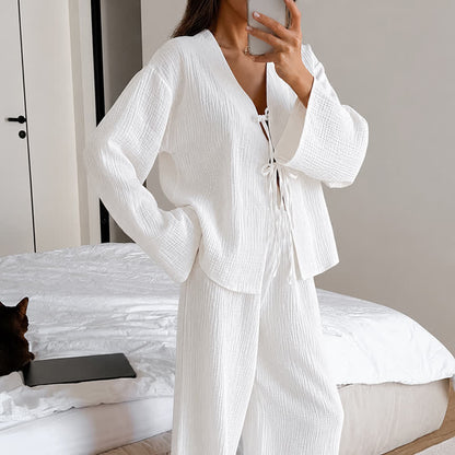 Soft Crinkle Textured Cotton Loungewear Set