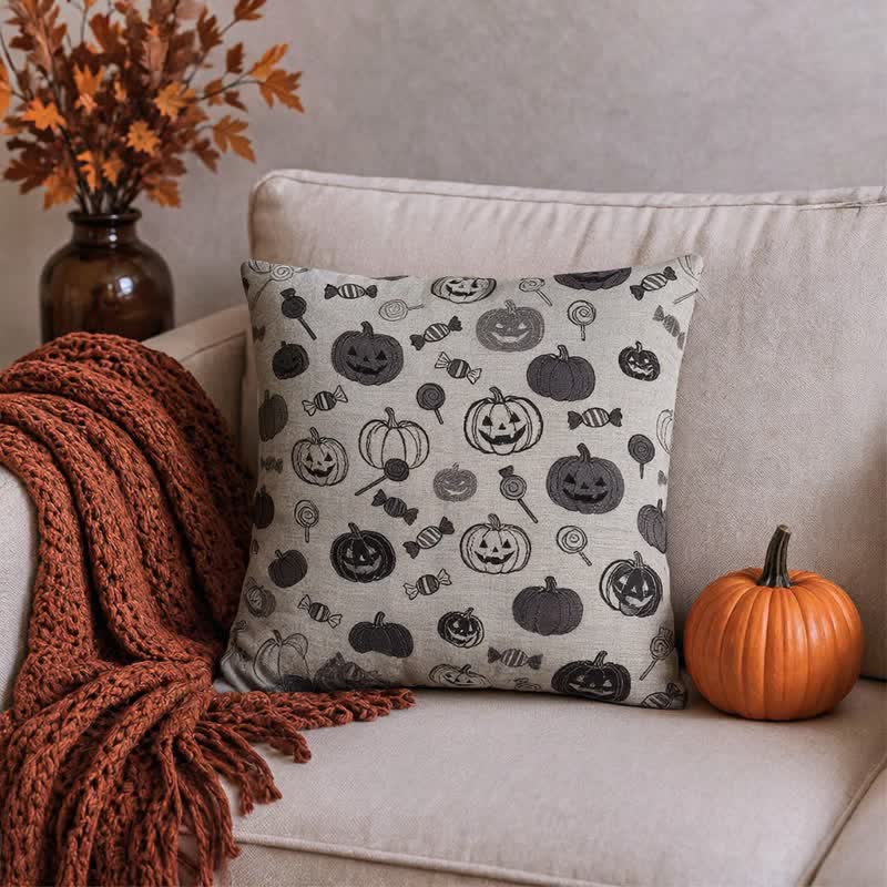 Halloween Pumpkin Candy Cotton Pillow