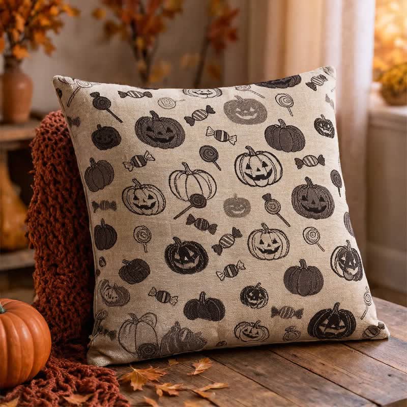Halloween Pumpkin Candy Cotton Pillow