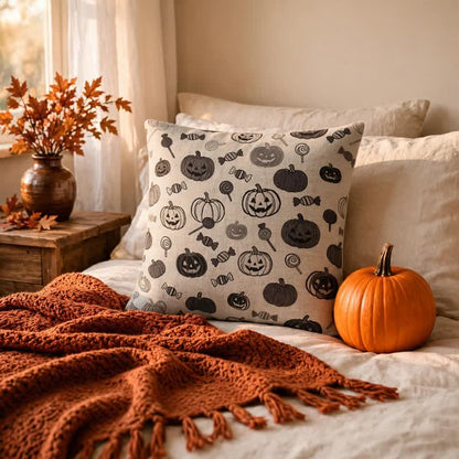 Halloween Pumpkin Candy Cotton Pillow