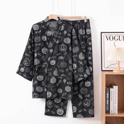 Pumpkin Candy Cotton Kimono Pajama Set