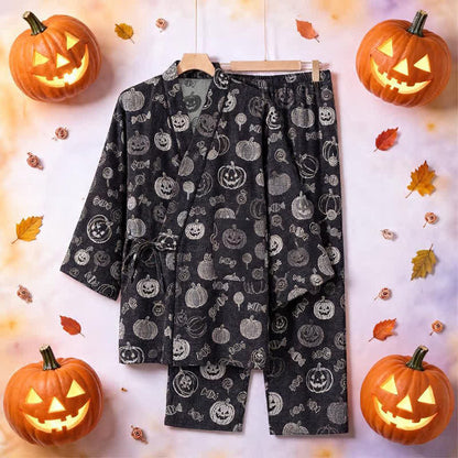 Pumpkin Candy Cotton Kimono Pajama Set