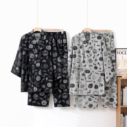 Pumpkin Candy Cotton Kimono Pajama Set