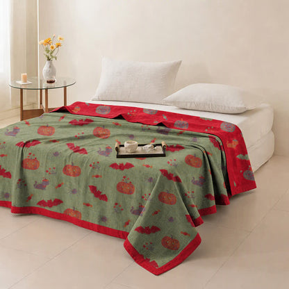 Halloween Pumpkin Cat Spider Cotton Blanket