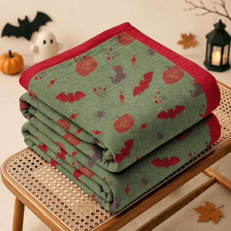 Halloween Pumpkin Cat Spider Cotton Blanket