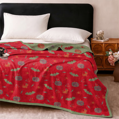 Halloween Pumpkin Cat Spider Cotton Blanket
