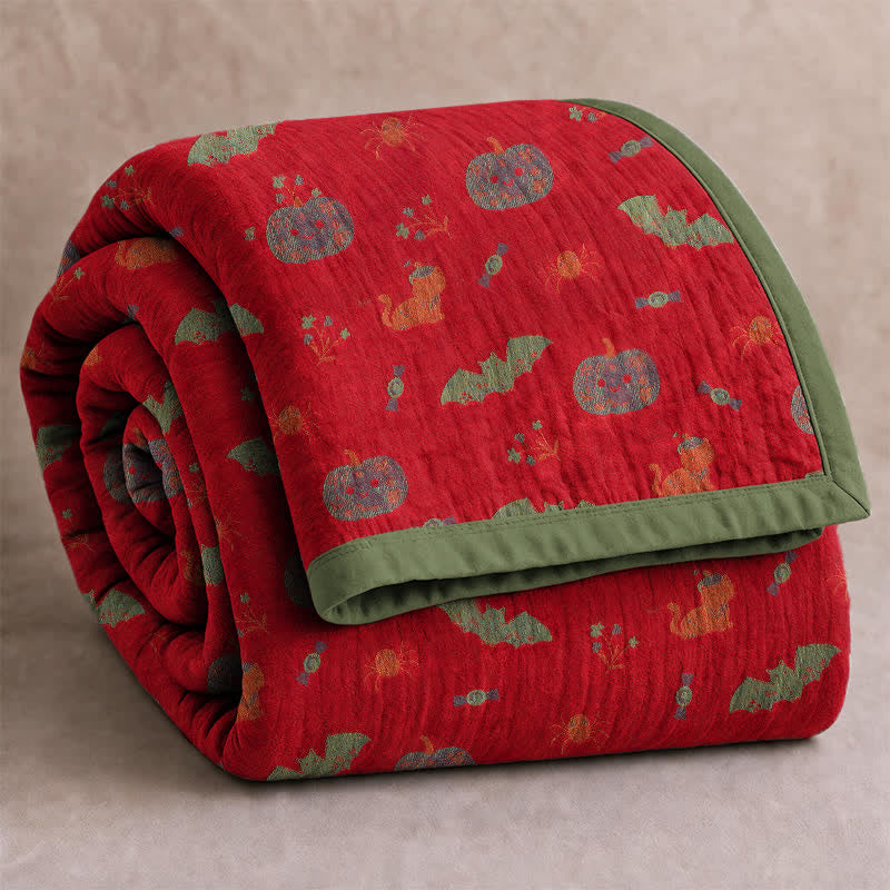 Halloween Pumpkin Cat Spider Cotton Blanket