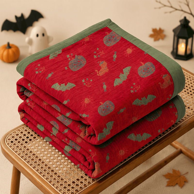 Halloween Pumpkin Cat Spider Cotton Blanket