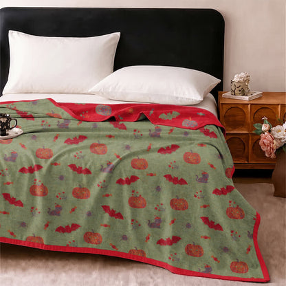 Halloween Pumpkin Cat Spider Cotton Blanket