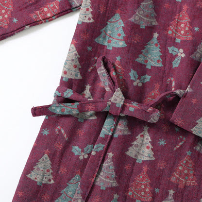 Christmas Tree Cotton Kimono Loungewear Set