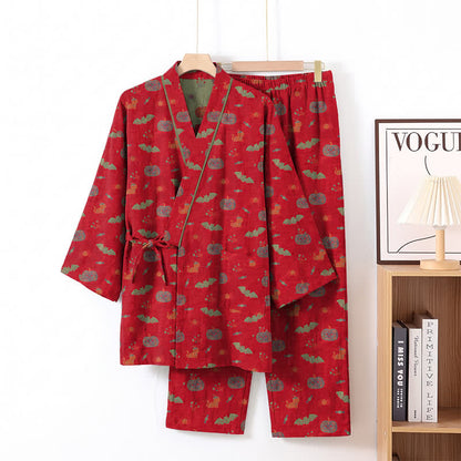 Halloween Pumpkin Bat Cotton Pajama Set