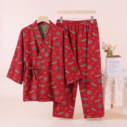 Halloween Pumpkin Bat Cotton Pajama Set