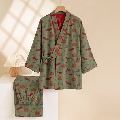 Halloween Pumpkin Bat Cotton Pajama Set
