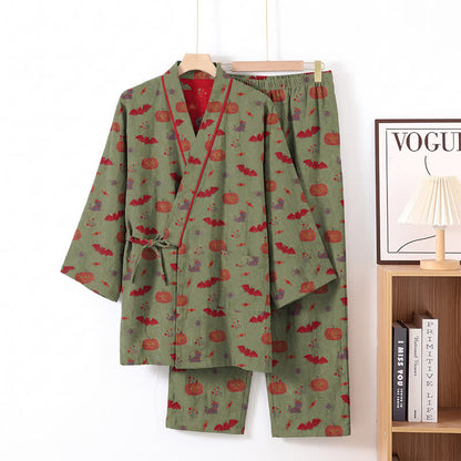 Halloween Pumpkin Bat Cotton Pajama Set