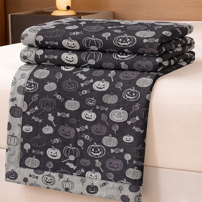 Black Halloween Pumpkin Candy Cotton Blanket