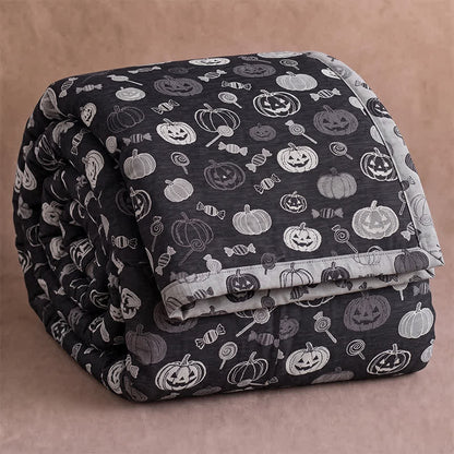 Black Halloween Pumpkin Candy Cotton Blanket
