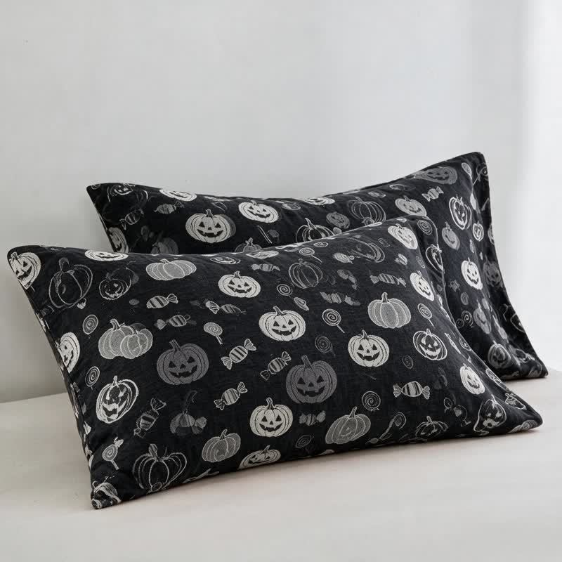 Black Halloween Pumpkin Candy Cotton Blanket