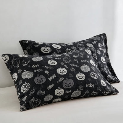 Black Halloween Pumpkin Candy Cotton Blanket