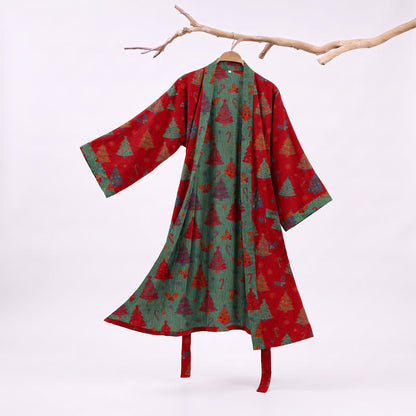 Christmas Tree Cotton Gauze Kimono Robe