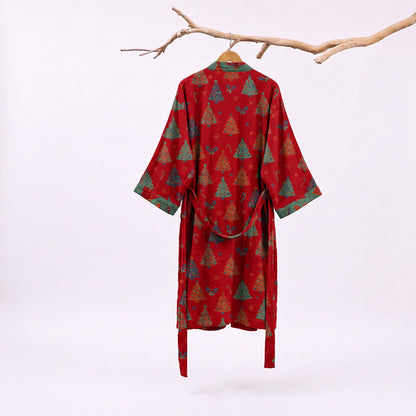 Christmas Tree Cotton Gauze Kimono Robe