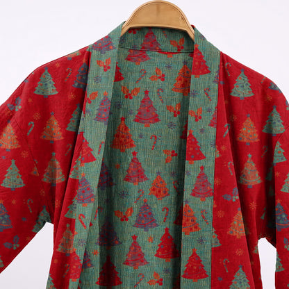 Christmas Tree Cotton Gauze Kimono Robe