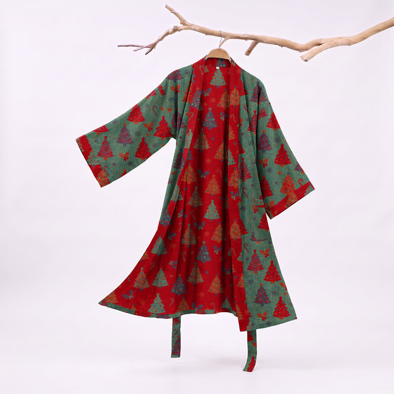 Christmas Tree Cotton Gauze Kimono Robe