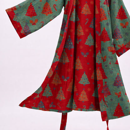 Christmas Tree Cotton Gauze Kimono Robe
