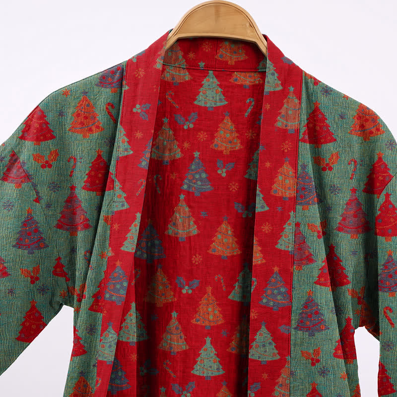 Christmas Tree Cotton Gauze Kimono Robe