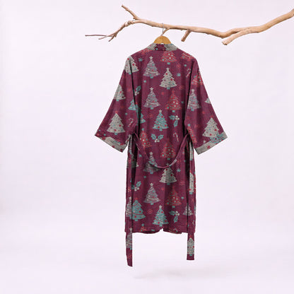 Christmas Tree Cotton Gauze Kimono Robe