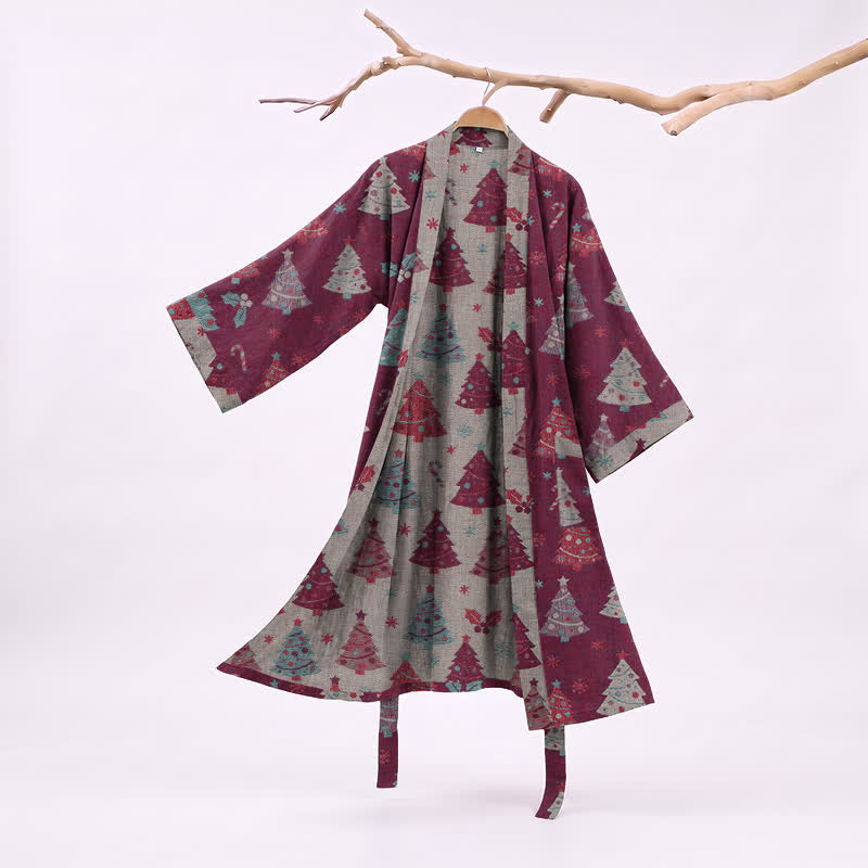 Christmas Tree Cotton Gauze Kimono Robe