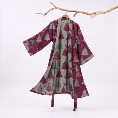 Christmas Tree Cotton Gauze Kimono Robe