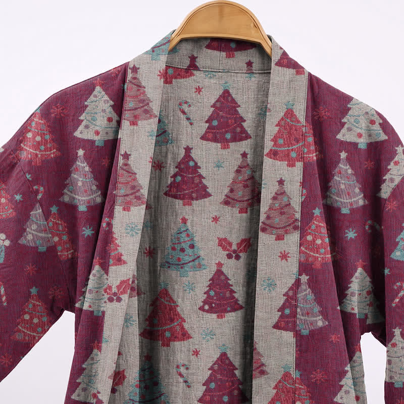 Christmas Tree Cotton Gauze Kimono Robe