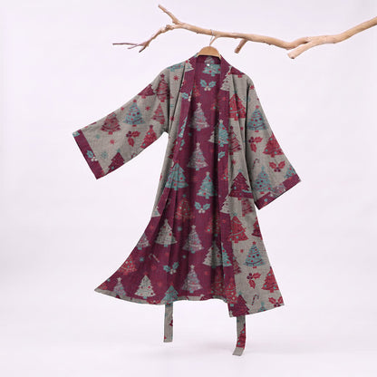 Christmas Tree Cotton Gauze Kimono Robe