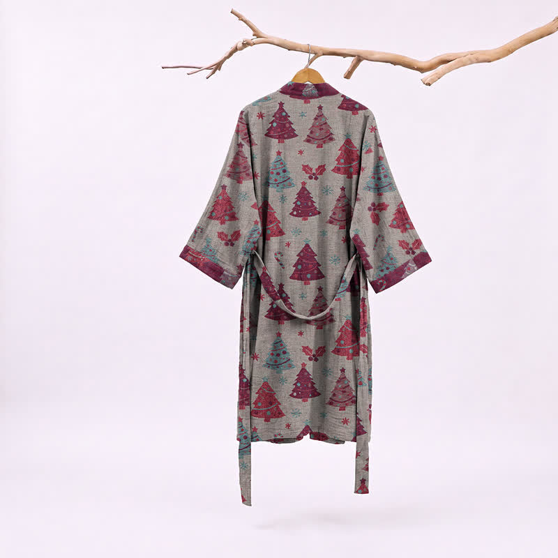 Christmas Tree Cotton Gauze Kimono Robe