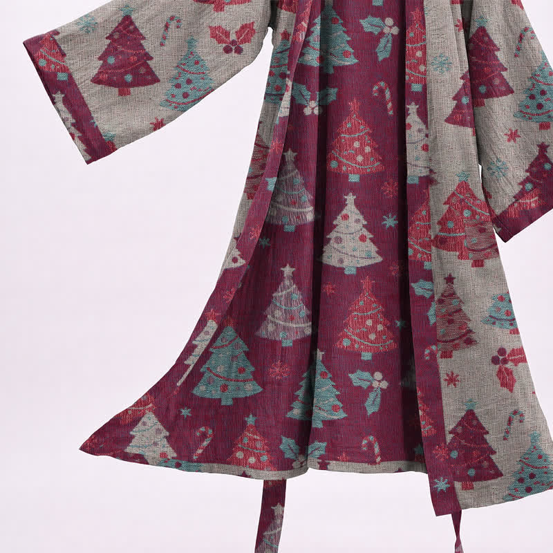 Christmas Tree Cotton Gauze Kimono Robe