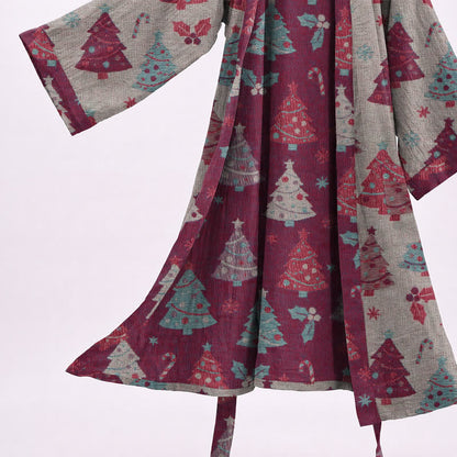 Christmas Tree Cotton Gauze Kimono Robe