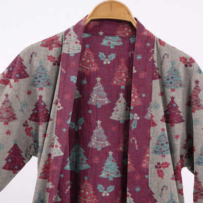 Christmas Tree Cotton Gauze Kimono Robe