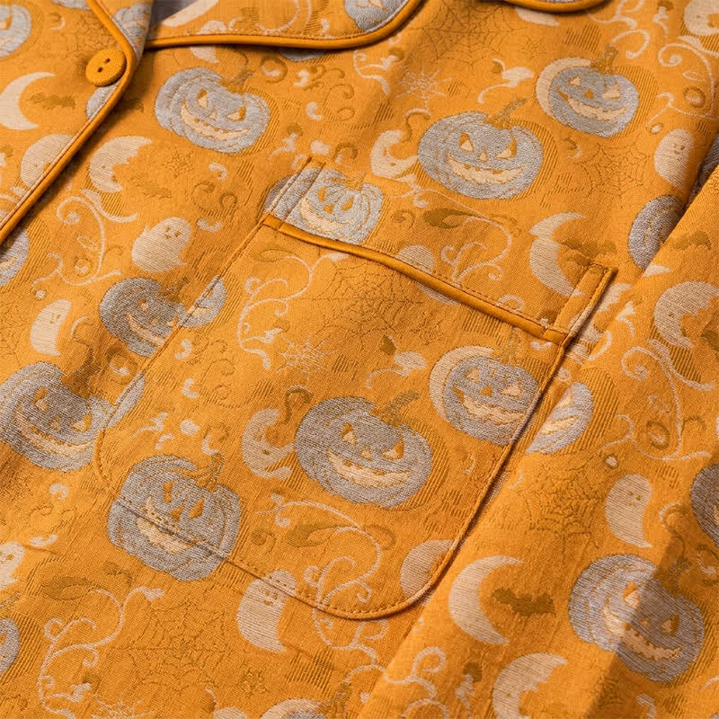 Orange Halloween Pumpkin Cotton Loungewear Set
