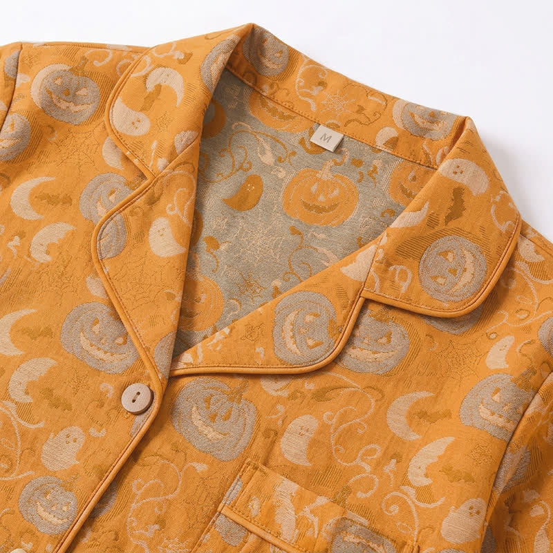 Orange Halloween Pumpkin Cotton Loungewear Set